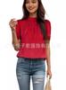 9 Cores 4 Tamanhos Moda Feminina Cor Lisa Elegante Casual Solto Renda Manga Curta Camiseta Top