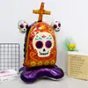 Globos de foil de Halloween más vendidos a nivel transfronterizo en formas de calaveras, lápidas, cruces, etc., disponibles para venta al por mayor