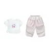 Conjunto de Ropa para Niñas 2026 Nuevo Estilo Coreano Moda Cereza Manga Corta Conjunto de Dos Piezas para Niñas Jóvenes Ropa de Verano