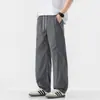 Ropa destacada para hombre / Pantalones casuales rectos holgados estilo americano de seda helada ligera de verano para hombre, pantalones holgados vintage de trabajo para hombre