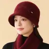 Gorros de Lana de Invierno para Mujeres de Mediana Edad y Mayores, Gorros de Madre Cálidos y Engrosados, Modernos y Juveniles, Gorros de Punto con Forro de Terciopelo al por Mayor
