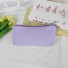 Bolsa de Maquiagem Longa de Cor Sólida Simples, Bolsa Grande para Lápis e Material Escolar de Estudante, Bolsa Portátil para Armazenamento de Batom e Moedas
