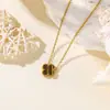 Collar de Acero Inoxidable de Cuatro Hojas Transfronterizo para Mujer, Cadena para Clavícula con Colgante de Trébol de la Suerte de Nácar por Ambos Lados, Joyería de Lujo de Nicho