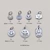 Acessórios Prata Esterlina S925 Pingente Carinha Sorridente Pingente Redondo Carinha Sorridente Acessórios para Pulseira de Corda com Contas DIY Feitos à Mão