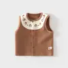 Chaleco de Terciopelo Suave para Bebé Chaleco Bordado de Primavera y Otoño Chaqueta sin Mangas para Niños Top Cálido para Recién Nacidos que Protege el Vientre