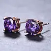 Pendientes de Cristal de Zirconia Blanca Redonda con Garras Cuatro, Explosiones Blancas K Blancas de Shein Transfronterizos para Mujer, 8 mm, Joyería de Oreja Simple de Moda Versátil