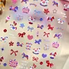 Pegatinas Populares para Uñas de Pony a Cuadros en Relieve Lindos Dibujos Animados Pony de la Suerte Moño Pegatinas para Uñas Portátiles