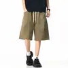 Pantalones cortos casuales para hombre, pantalones deportivos para hombre, pantalones casuales holgados, pantalones cortos estándar de color liso a la rodilla, talla grande