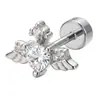Aretes de Acero Inoxidable con Diseño de Nicho, Aretes de Zirconia de Cisne Pequeño, Tornillos para Cartílago Auricular, Piercing Corporal, Joyería Transfronteriza