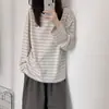 Camiseta de Manga Larga Rayada Estilo Retro Japonés para Mujer 2025 Primavera Nueva Petite Estilo Universitario Holgada Camisa Base Top