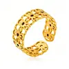 Amazon Moda Versátil Acero Inoxidable Dorado Abierto Estilo Británico Hueco Girasol Incrustado Diamante Negro Anillo para Mujeres Venta al por Mayor