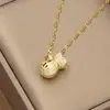 Moderna Cadena de Clavícula de Acero de Titanio Acero Inoxidable Exquisita Cola de Pez Incrustada de Diamantes Collar Tiktok Corona de Cacahuete Zircón Cadena de Cereza