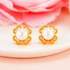 Aretes de oro de imitación de 18 quilates para mujer, red de perlas de imitación, suministro de puesto rojo en vivo, moda transfronteriza, joyería de oro arena al por mayor