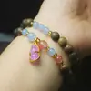 Pulsera de Sándalo Verde de 8 mm con Doble Círculo y Aroma Fragante, Colgante de Calabaza, Cuentas de Oración Estilo Mujer, Cuentas Budistas, Joyería de Mano