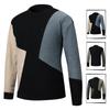Suéter de Punto Casual Holgado de Cuello Redondo para Hombre con Empalme de Color, Primavera 2025 Comercio Exterior