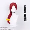 Peluca Cosplay de Pato de Toy Story Estilo Trenzado Raya en Medio Cabello Largo Rojo Liso