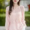 Blusa de Verão Transfronteiriça de Linho Ombro a Ombro com Renda e Padrão de Diamante, Solta, de Manga Longa para Mulheres, Camisa Elegante e Fresca com Proteção Solar