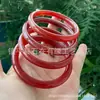 Pulsera de Ágata Roja Natural Ágata Roja Rojo Caqui Rojo Sur Redonda Raya Pulsera de Jade Calcedonia Pulsera de Belleza Neumático Ancho