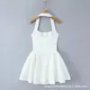 Comercio Exterior Transfronterizo Estilo Europeo y Americano Dulce Blanco Sexy Espalda Descubierta Cintura Ceñida Adelgazante Cuello Halter Sin Tirantes Vestido Voluminoso