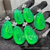 Collar y colgante de jade para mujer con baño de plata, crisoprasa de hielo alto, Ruyi Dios de la Riqueza, ágata verde, joyería al por mayor