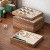 Caja de Almacenamiento de Joyería de Madera Maciza de Nogal Negro Gran Capacidad Caja para Pendientes, Collares, Joyería Caja Decorativa Pequeña Cabello Recto de Fábrica