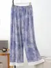 Pantalones Largos Estampados para Mujer de Primavera y Verano, Pantalones Casuales Sueltos Delgados de Talla Grande, Ropa para Casa y Pantalones para Dormir al Aire Libre, Pantalones de Encaje Modernos
