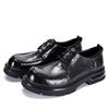 Zapatos Derby informales de cuero genuino para hombre, estilo coreano, británico, con punta redonda y aumento de altura.