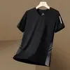 Camiseta de Manga Corta de Seda de Hielo de Secado Rápido para Hombre, Top Deportivo de Malla para Verano, Ropa Casual de Verano, Camiseta Elástica
