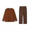 Algodón SuavePijama 100% Algodón para Mujer, Manga Larga, Estilo Melange, Sensación de Alta Gama, Ropa de Casa para Primavera y Otoño, Conjunto Tallas Grandes