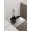 Escova de Vaso Sanitário de Nogueira Banheiro Escova de Vaso Sanitário de Cabo Longo Montagem na Parede Sem Furos com Base