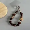 Ins Lad Corta Leopardo Cuentas Cadena de Lanyard para Teléfono Móvil Cadena de Llavero para Cámara Cadena Colgante Colgante