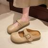 Chinelos Baotou Femininos Verão 2025 Primavera Nova Moda Versátil Rasteirinha Slip-on Sandálias Mary Jane