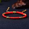 Pulsera de Cuerda Roja para Mujer, Pulsera Hecha a Mano de Nueve Hilos con Nudo Vajra al Estilo Xizang para Hombre, Cuerda Roja de Estilo Étnico para Parejas