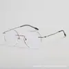 PinChuang Monturas de Gafas de Titanio Puro Ultraligeras para Mujeres de Negocios Monturas de Gafas Polygonal Sin Montura Anti-Luz Azul Gafas para Mujeres Venta al por Mayor
