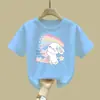 2062# camiseta manga curta para meninos e meninas 2025 novas roupas verão bebê menina manga meia curta blusa infantil roupa infantil