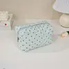 Bolsa de Maquiagem Acolchoada com Bolinhas Estilo Coreano com Zíper e Base, Grande Capacidade, Portátil, com Divisórias, Bolsa Organizadora de Maquiagem para Saídas, Viagens, Necessaire