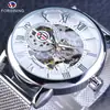 Servicio de Dropshipping para Reloj Mecánico Manual de Malla Hueca Dorada de Moda Casual para Hombre Forsining