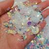 Lantejoulas mágicas de cor direta da fábrica, alto brilho, sereia, misturadas, douradas, cor transparente, estrelas, amor, arte de unha, material para maquiagem dos olhos