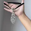 Corbata Blanca de Diamantes Vintage Estilo Francés, Declaración de Moda Versátil y de Alta Gama, Collar de Lujo de Nicho para Mujer
