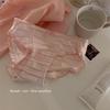 Ropa interior de algodón cómoda de color contrastante para niña japonesa, sensación ligera, alta elasticidad, suave, transpirable, corte bajo, sexy, calzones divididos para mujer
