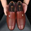 [Piel de vaca suave] zapatos de cuero de verano cuero transpirable casual negocios zapatos de hombre sandalias de hombre zapatos con agujeros calados de cuero