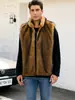 F0976 Chaqueta de Piel Sintética Transfronteriza Europea y Americana para Hombre Chaleco con Cuello Alto Chaleco de Piel Artificial Chaleco