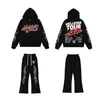 Sudadera con Estampado de Letras Hellstar Hellstar Conjunto de Pantalones Casuales Holgados para Hombre