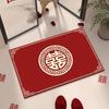 Tapete de Porta Vermelho Festivo de Casamento Tapete de Veludo Cristal Casamento Chinês Doméstico Tapete Absorvente para os Pés Tapete de Chão para Hall de Entrada