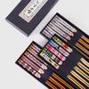 Xitian Muyu pauzinhos domésticos de estilo japonês pauzinhos de bambu 5 pares pacote familiar antiderrapante pontiagudo cinco em caixa de presente terno