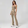 Cross-Border High-Waisted Sports Suit for Women, Color-Blocked Backless Tight-Fitting Yoga Flared Pants Set, Fitness Yoga Outfit