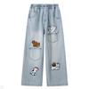 Jeans Bordados con Toalla para Niñas Estilo Nuevo Otoño 2025 Tallas Medianas y Grandes Estilo Infantil Pantalones Anchos Bordados Pantalones Rectos para Niños Modernos