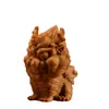 Adornos de Talla en Madera de Tuya Pieza de Mango Bestia Rui Kirin Gusano de Té Hogar Portátil para Hombre Artesanías de Animales del Zodiaco Cultural