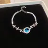 Cristais redondos brilhantes! Pulseira com pingente oval de flor de zircônia, simples e estilosa, joia requintada e versátil para atacado