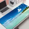Alfombrilla de Ratón Grande con Paisaje de Isla Natural en Stock, Impresión Completa de Mar Azul y Playa, Base de Goma Antideslizante para Escritorio